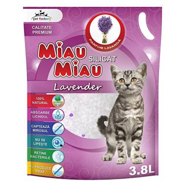 Asternut Igienic Silicat Miau Miau Lavanda - 38 litri